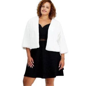 BCX White Faux Fur Evening Jacket